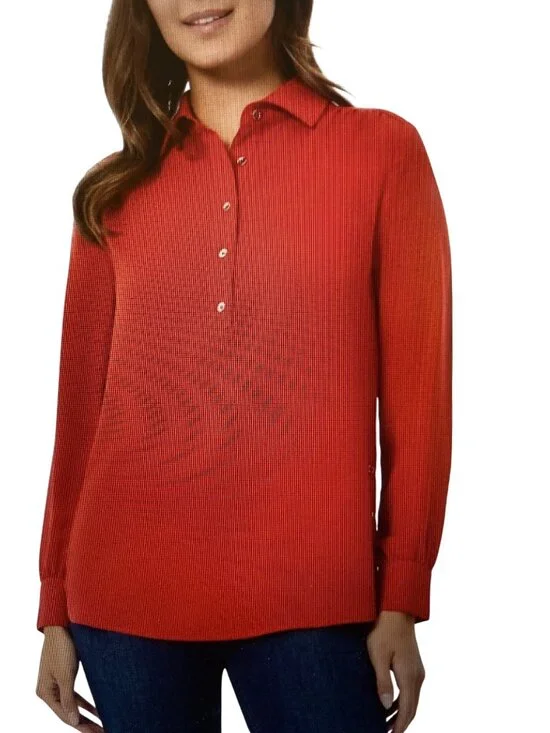 JONES NEW YORK WOMENS SIDE-BUTTON SHIRTTAIL DEEP ROUGE M  NWT - Picture 2 of 8